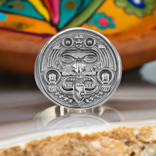 Sterling Silver Aztec Mayan Sun Ring