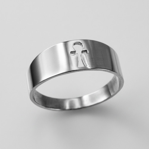 Sterling Silver Egyptian Ankh Ring Band For Women
