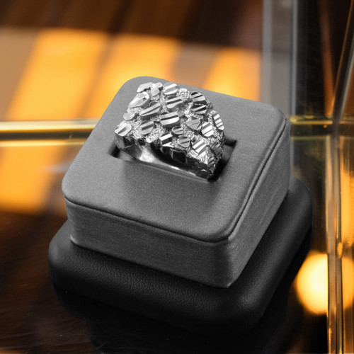 Sterling Silver Mens Square DC Nugget Ring