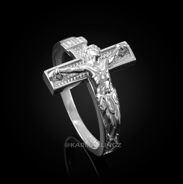 Silver Crucifix Cross Ring