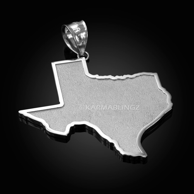 Sterling Silver Mens Large Texas State Map Pendant