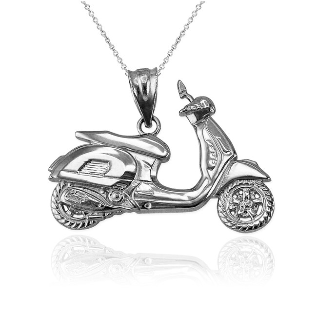 Sterling Silver Vespa Scooter Bike Pendant Necklace