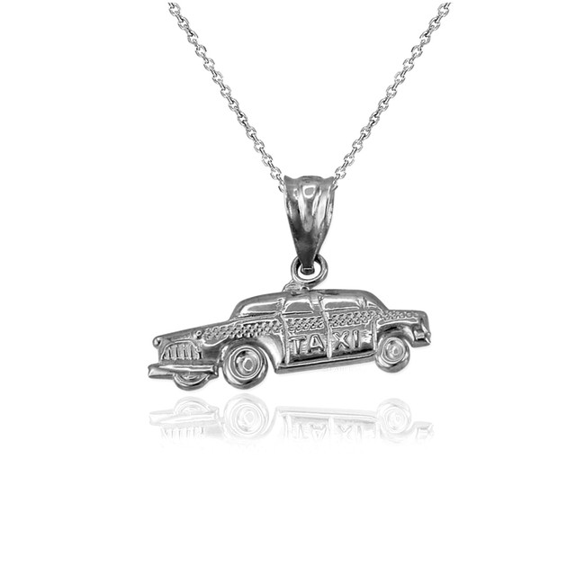 Sterling Silver Small Taxi Cab Charm Necklace