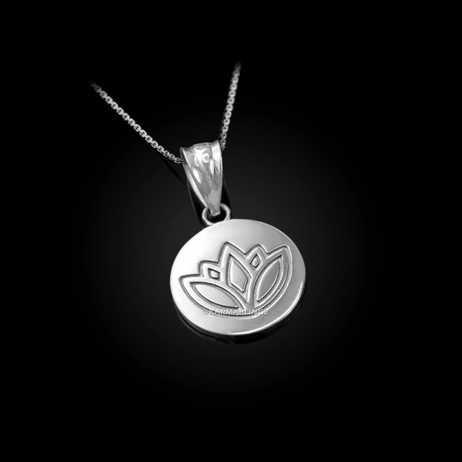 Sterling Silver Lotus Medallion Charm Necklace