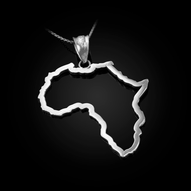 Sterling Silver Africa Open Design Pendant Necklace