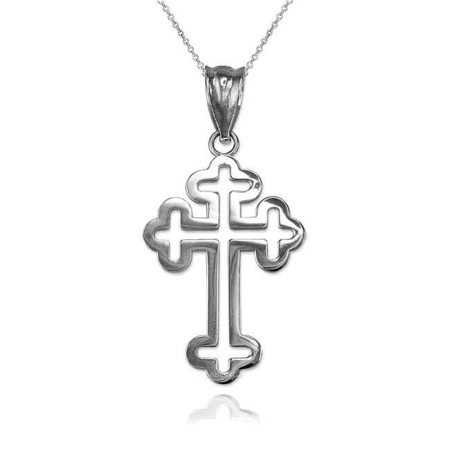 Sterling Silver Christian Apostolic Open Cross Pendant Necklace