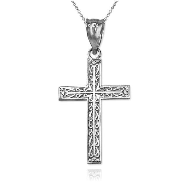 Sterling Silver Latin Cross Religious Pendant Necklace
