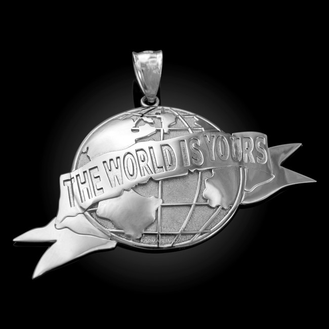 Sterling Silver THE WORLD IS YOURS Pendant