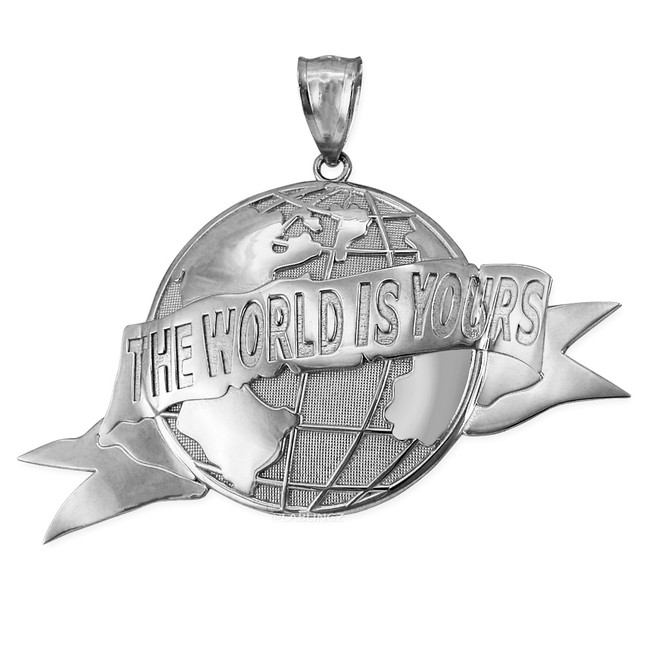 Sterling Silver THE WORLD IS YOURS Pendant