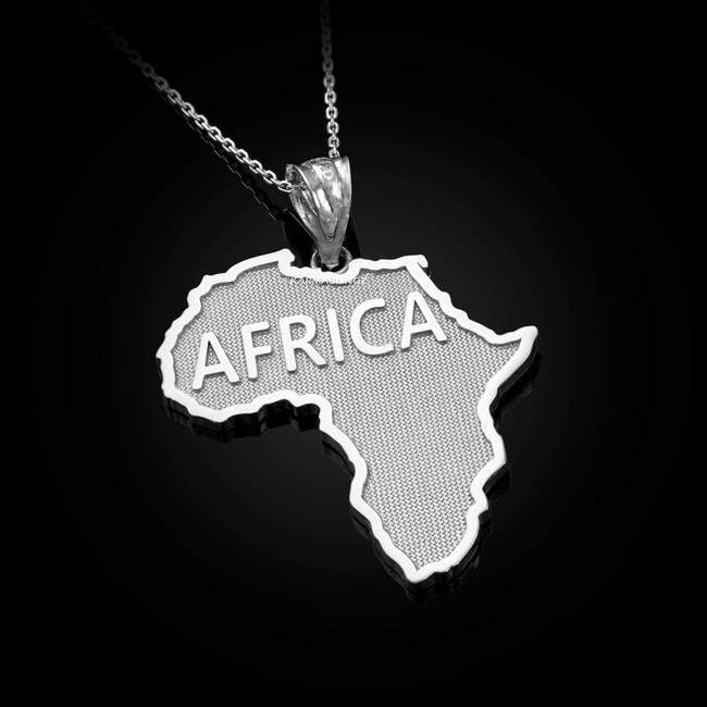 Africa Map Sterling Silver Pendant Necklace