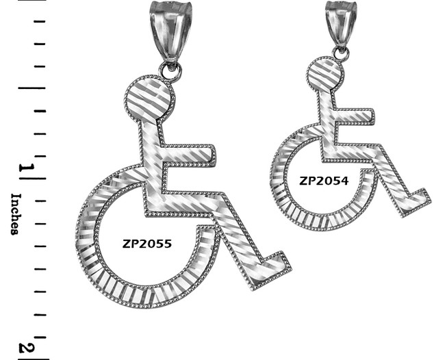 Sterling Silver Handicap Sign Wheelchair Emoji DC Pendant (Small / Large)