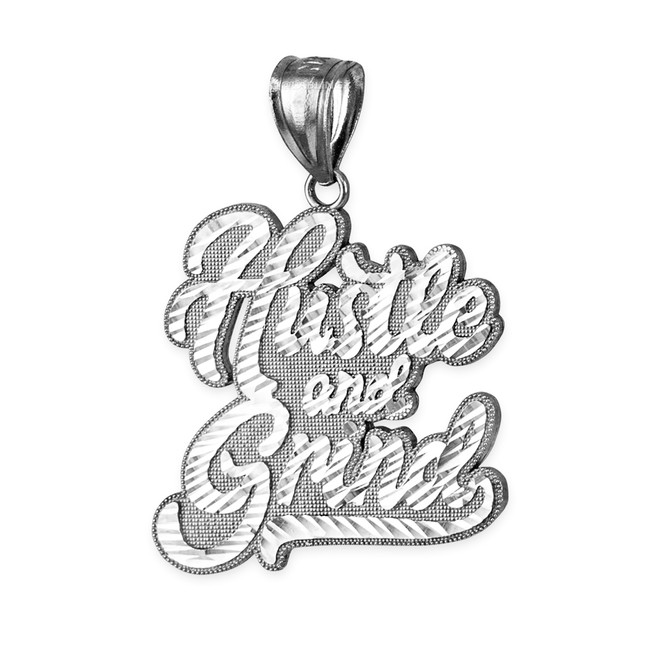 Sterling Silver HUSTLE AND GRIND Hip-Hop DC Pendant