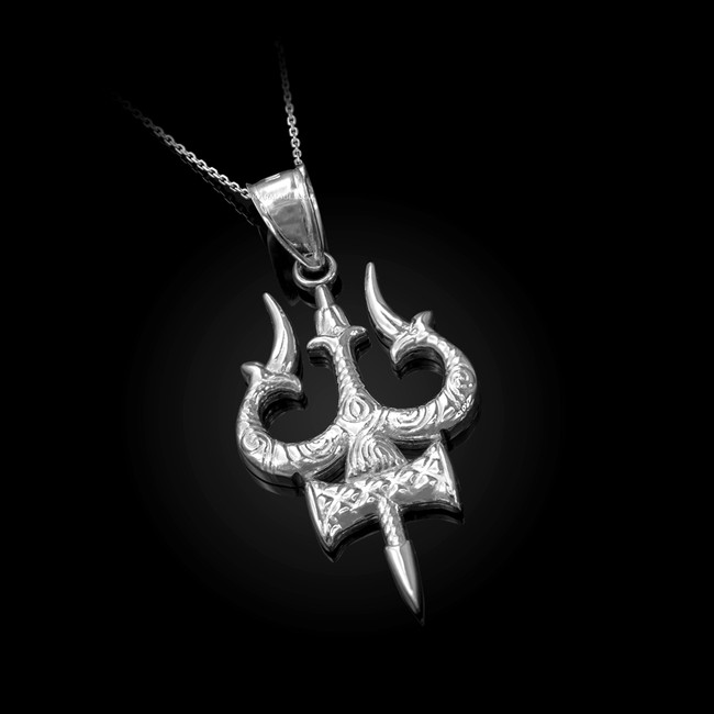 Silver Trident of Lord Shiva Trisula Pendant Necklace