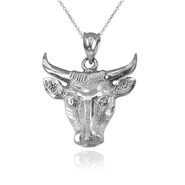 Sterling Silver Bull Head DC Pendant Necklace