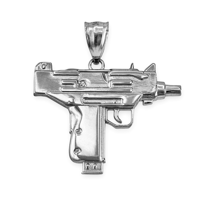 Sterling Silver Uzi Submachine Gun Pendant