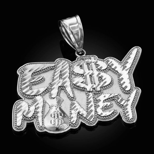 Sterling Silver EASY MONEY Cash Bag Hip-Hop DC Pendant