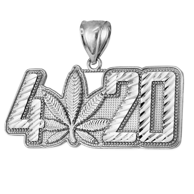 Sterling Silver Marijuana Leaf 420 DC Pendant