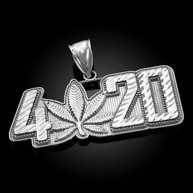 Sterling Silver Marijuana Leaf 420 DC Pendant