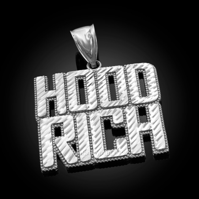 Sterling Silver HOOD RICH Hip-Hop DC Pendant