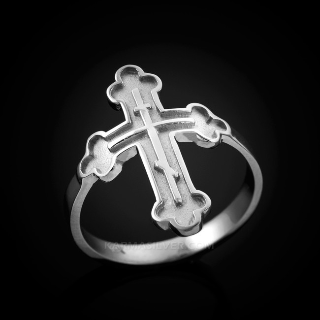 Russian Cross Ring in 925 Sterling Silver.