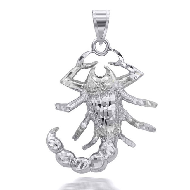 Sterling Silver Big Scorpion Pendant Necklace