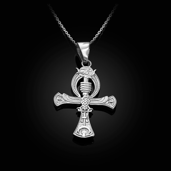 Sterling Silver Egyptian Ankh 3D Charm Necklace