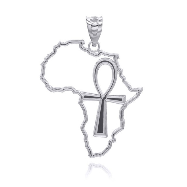 Sterling Silver African Continent Egyptian Ankh Pendant Necklace