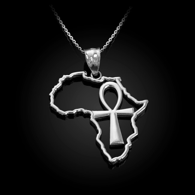 Sterling Silver African Continent Egyptian Ankh Pendant Necklace