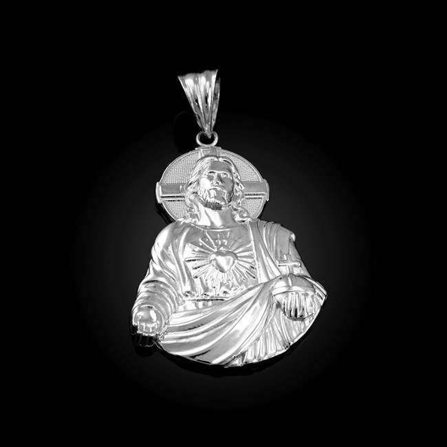 Sterling Silver Sacred Heart  of Jesus Christ Pendant