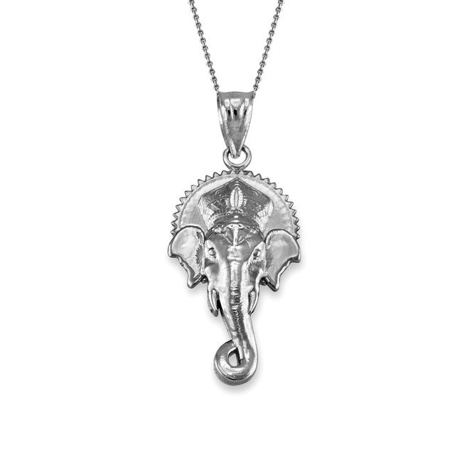 Sterling Silver Hindu Elephant God Ganesha Pendant Necklace