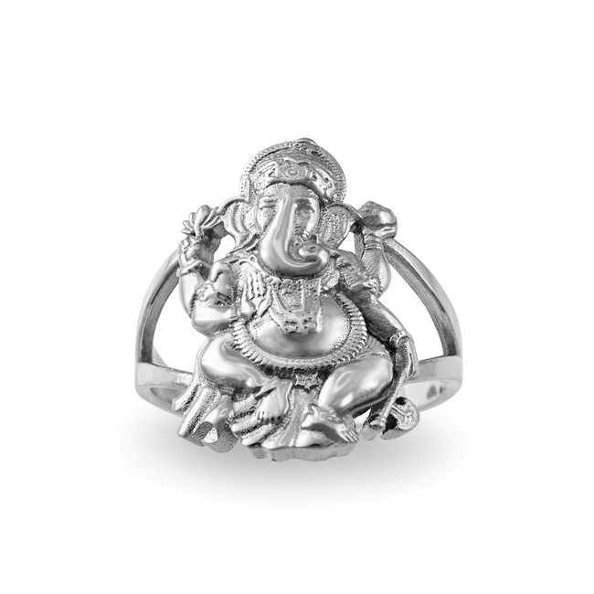 Sterling Silver Ganesh Elephant God Yoga Ring