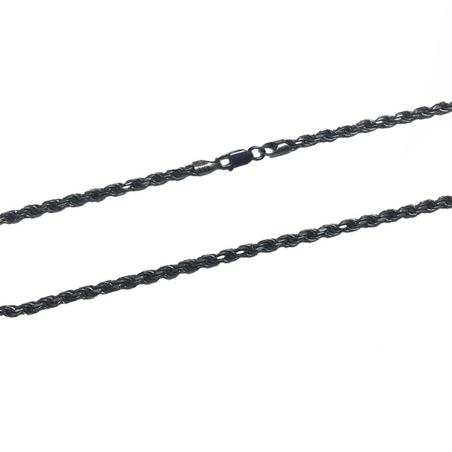 Sterling Silver  Antique Vintage Oxidized  3.5 mm Rope Chain