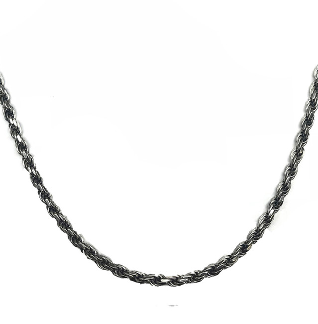 Sterling Silver Antique Vintage Oxidized 4.5mm Rope Chain Antique Vintage Oxidized 4.5mm Rope Chain