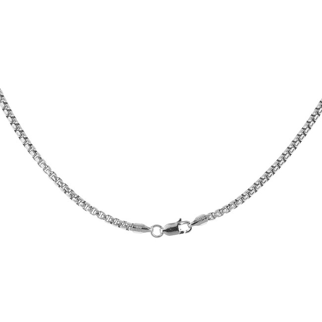 Sterling Silver Italian Round Box Link Chain 2.4 mm