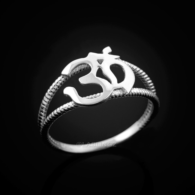 Sterling Silver Om Dainty Yoga Ring