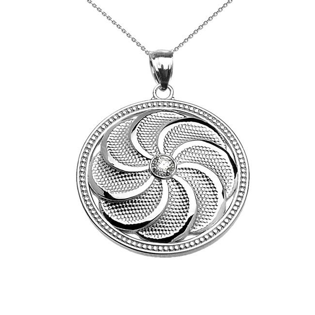 Sterling Silver Armenian Eternity Shield CZ Pendant Necklace