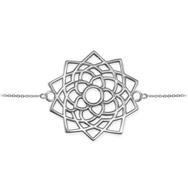 Sterling Silver Sahasrara Lotus Unity Chakra Open Yoga Bracelet