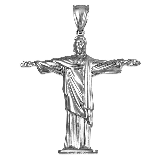 Sterling Silver Jesus Christ The Redeemer Cross Brazil Rio Statue Pendant