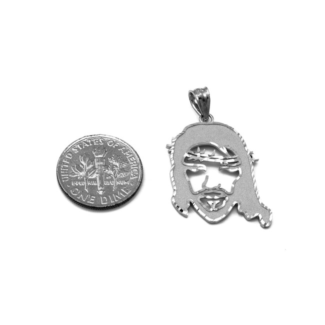 Sterling Silver Jesus Face DC Charm Necklace