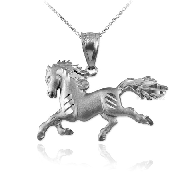 Sterling Silver Horse Satin DC Charm Necklace