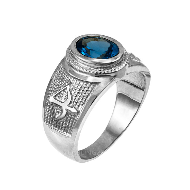 Sterling Silver Sagittarius Zodiac Sign December Birthstone Blue CZ Ring