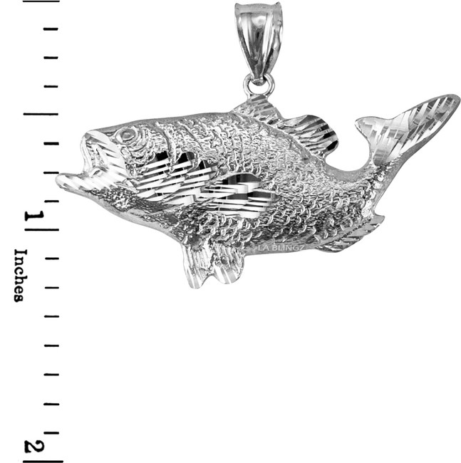 Sterling Silver DC Textured Sea Bass Fish Pendant
