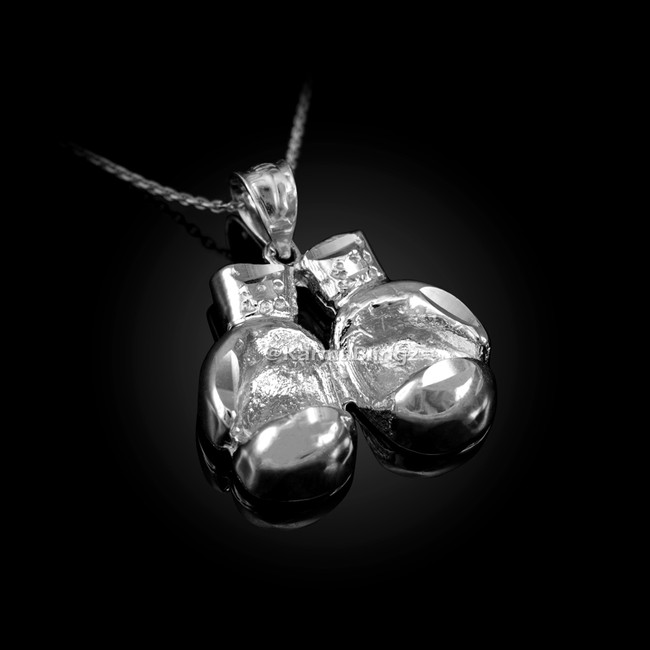 Sterling Silver Boxing Gloves DC Pendant Necklace