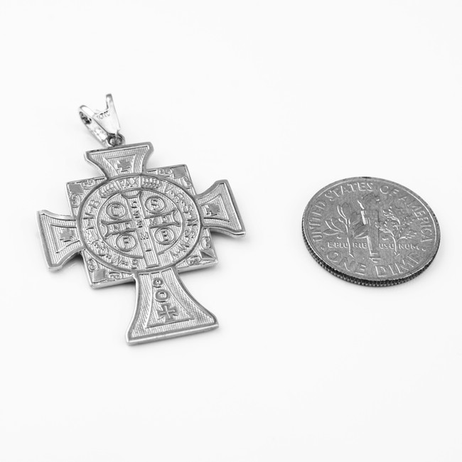 Solid Sterling Silver San Benito Cross Reversible Pendant