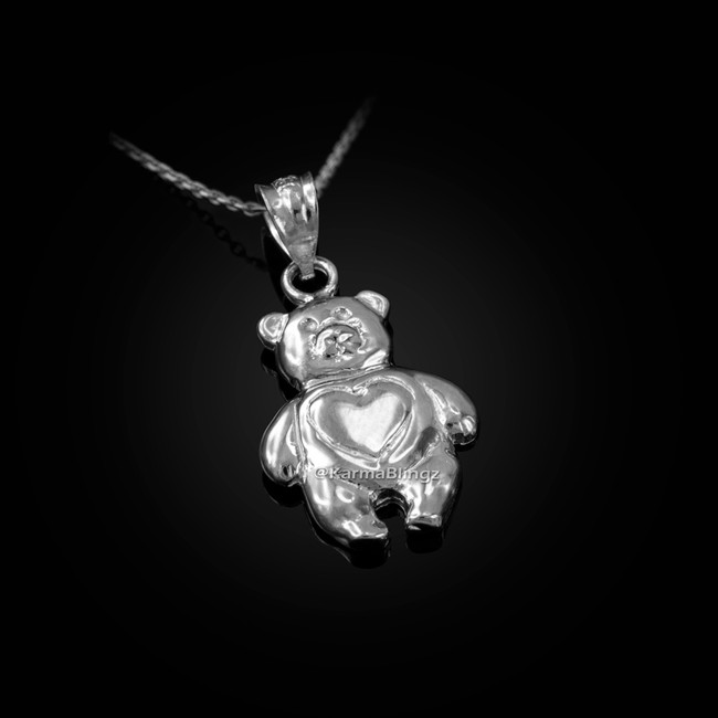 Sterling Silver Teddy Bear Charm Necklace