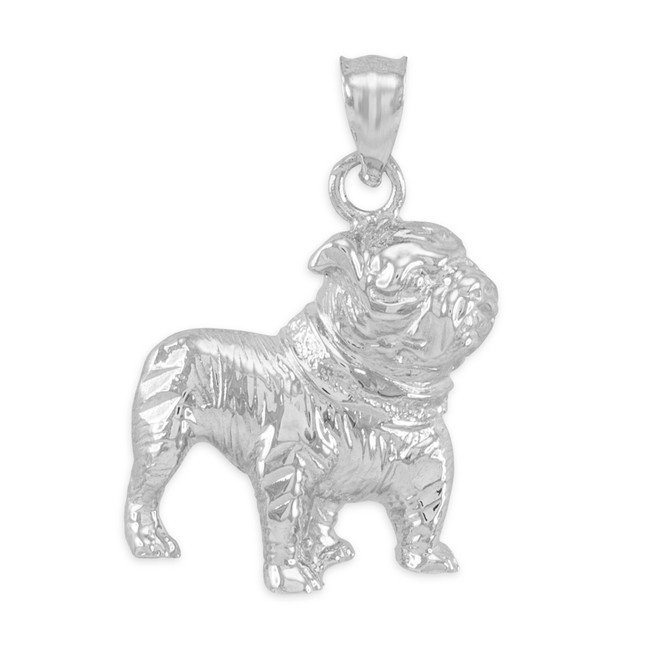 Sterling Silver Bulldog Charm Pendant Necklace