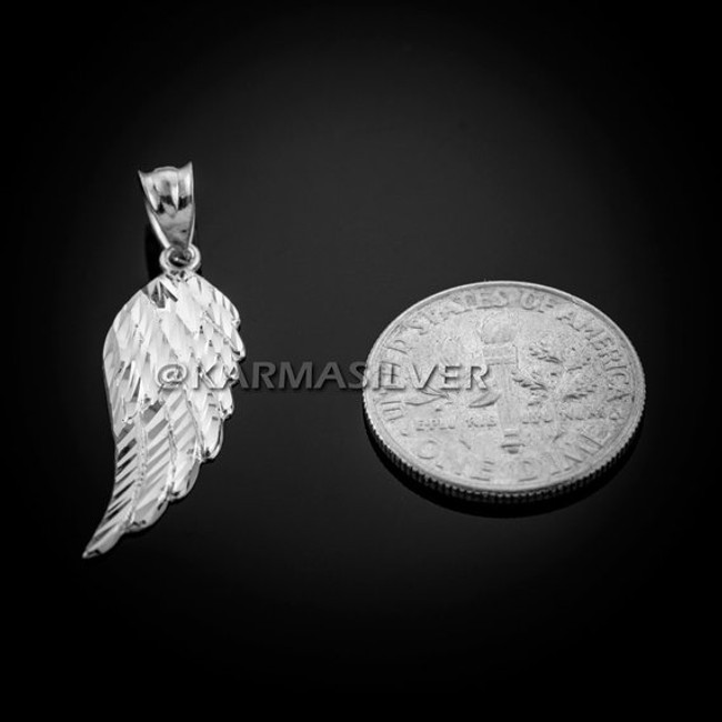 Sterling Silver Angel Wing DC Pendant Necklace