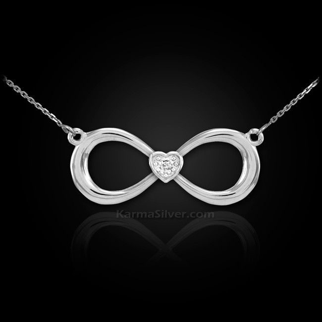 Sterling Silver Infinity CZ Heart Necklace