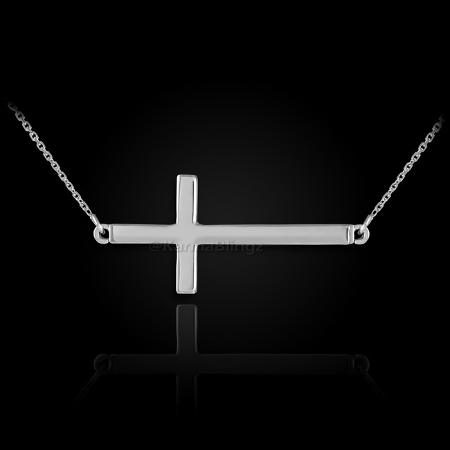 Sterling Silver Sideways Cross Necklace
