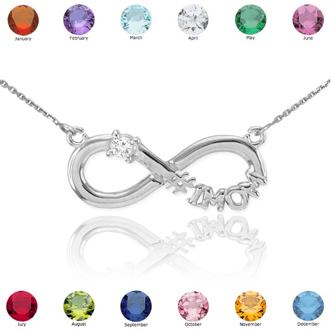 Sterling Silver Infinity #1 MOM Birthstone CZ Necklace
